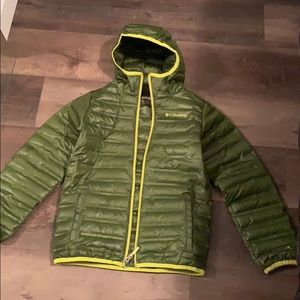 Boys green puffer jacket.